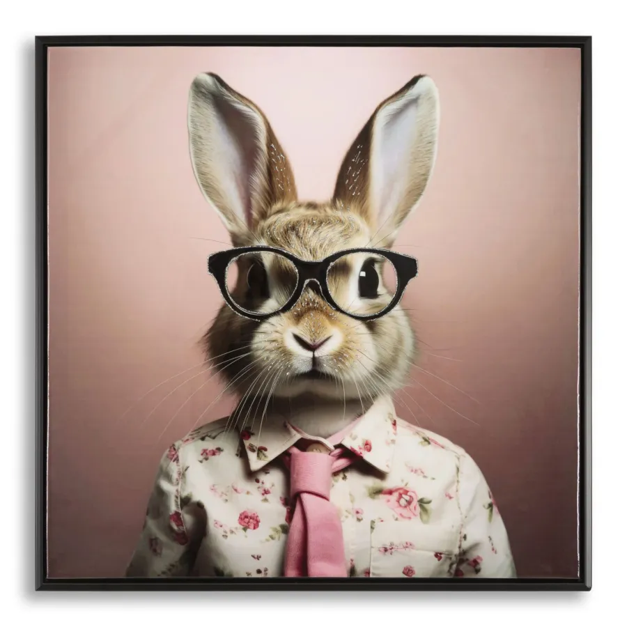 MALOWANY OBRAZ NA PÓŁNIE LACCATO BUNNY Z RAMĄ 62,5 2,8 62,5 cm